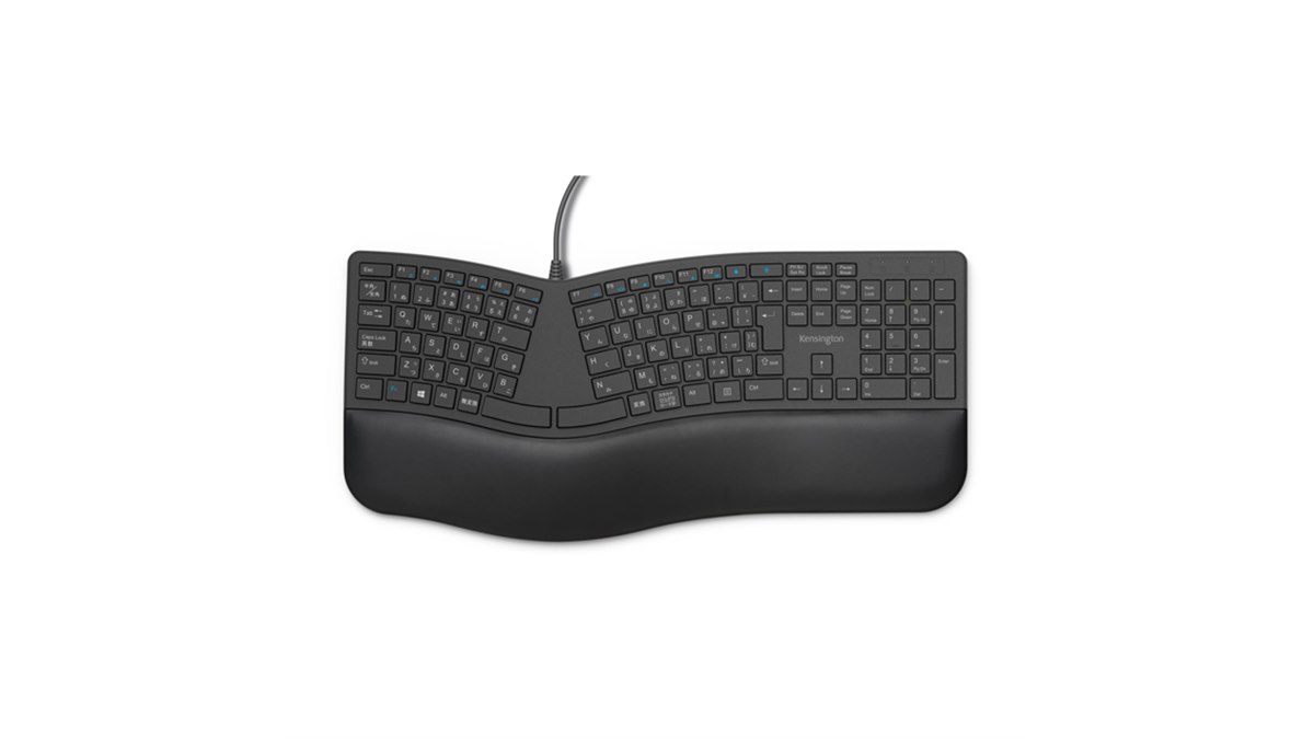 Kensington Pro Fit Ergo ワイヤレス キーボード Kensington、スプリットデザインの「Pro Fit Ergo 有線/ワイヤレス