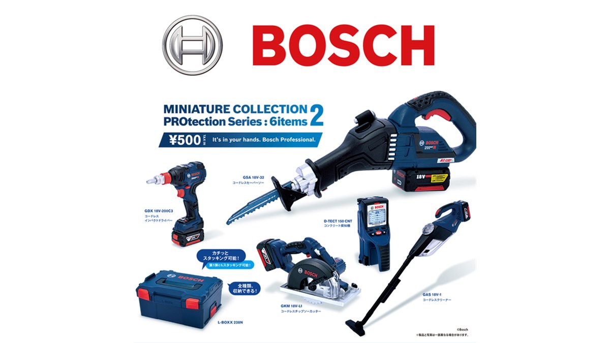 Boschの電動工具をミニチュアで再現、セーバーソーやL-BOXXなど全6種 