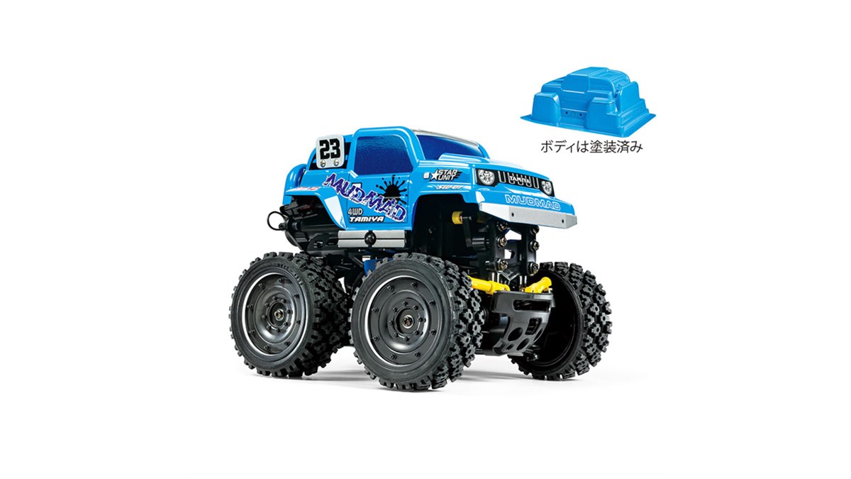 タミヤ、ライトブルーで塗装済みの電動RC「1/24 コミカルウイリー マッドマッド」 - 価格.com