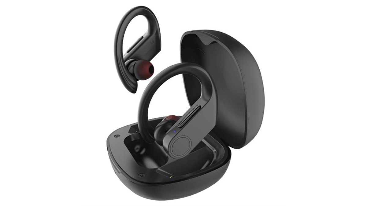 最終セール‼️ ワイヤレスイヤホン ACREO イヤーフックA8 ゲオ、税別4,980円のイヤーフック型IPX7防水完全ワイヤレスイヤホン