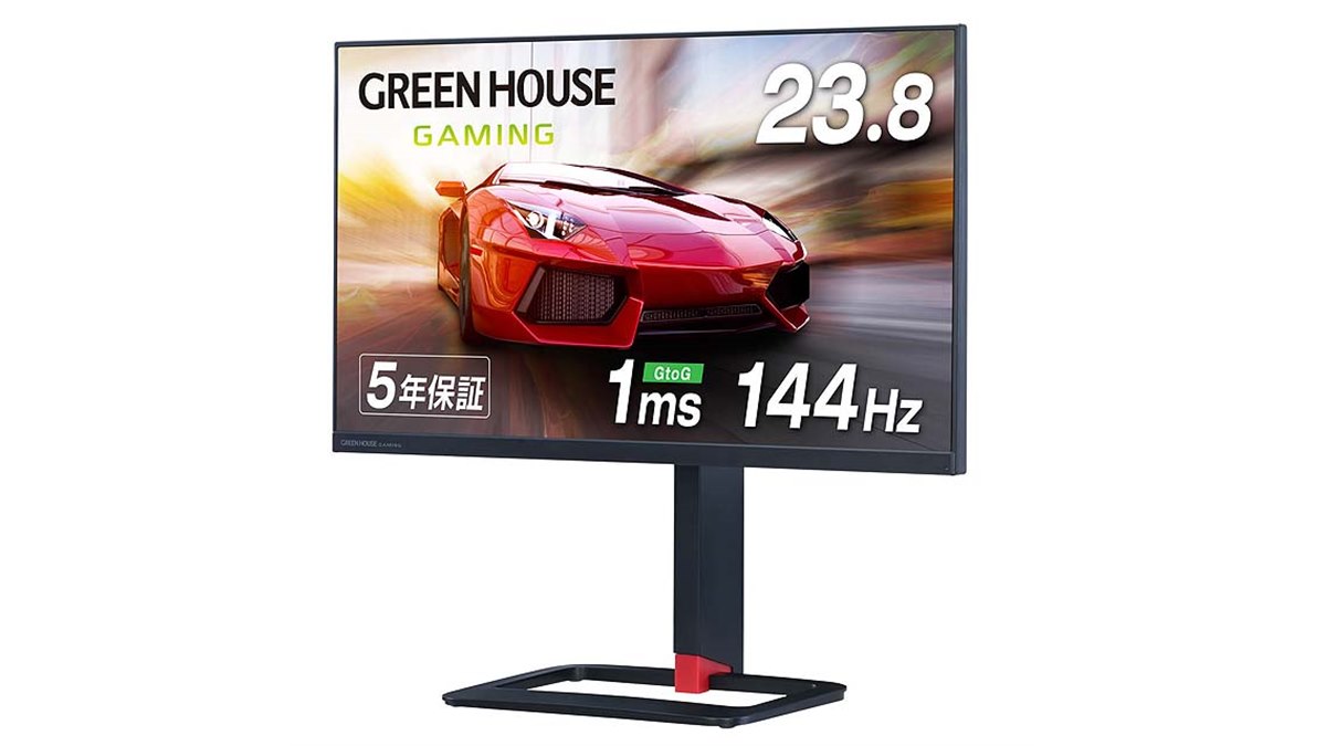 グリーンハウス、23.8型ゲーミング液晶ディスプレイ「GH-GLCC238A-BK