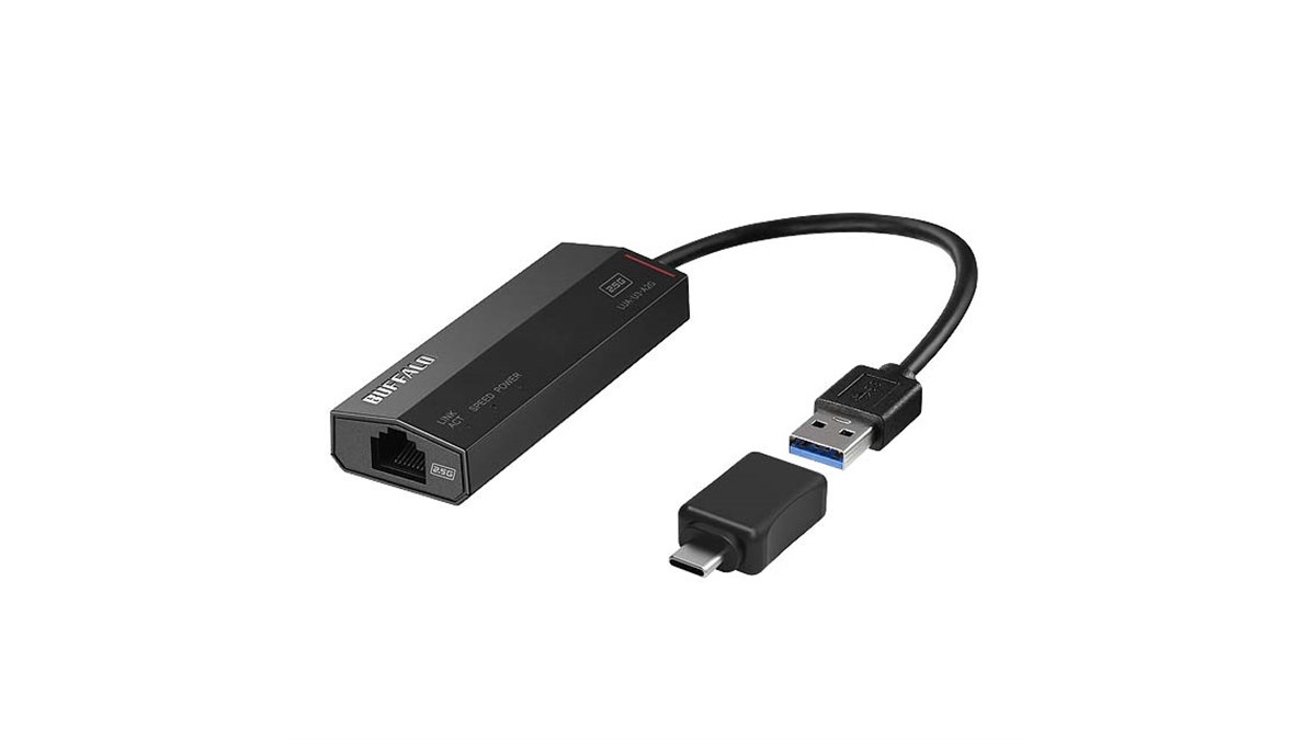 バッファロー 2.5GbE対応 USB LANアダプター AtoC変換 3セット バッファロー、USB Type-C変換コネクターを付属した2.5GbE対応の有線