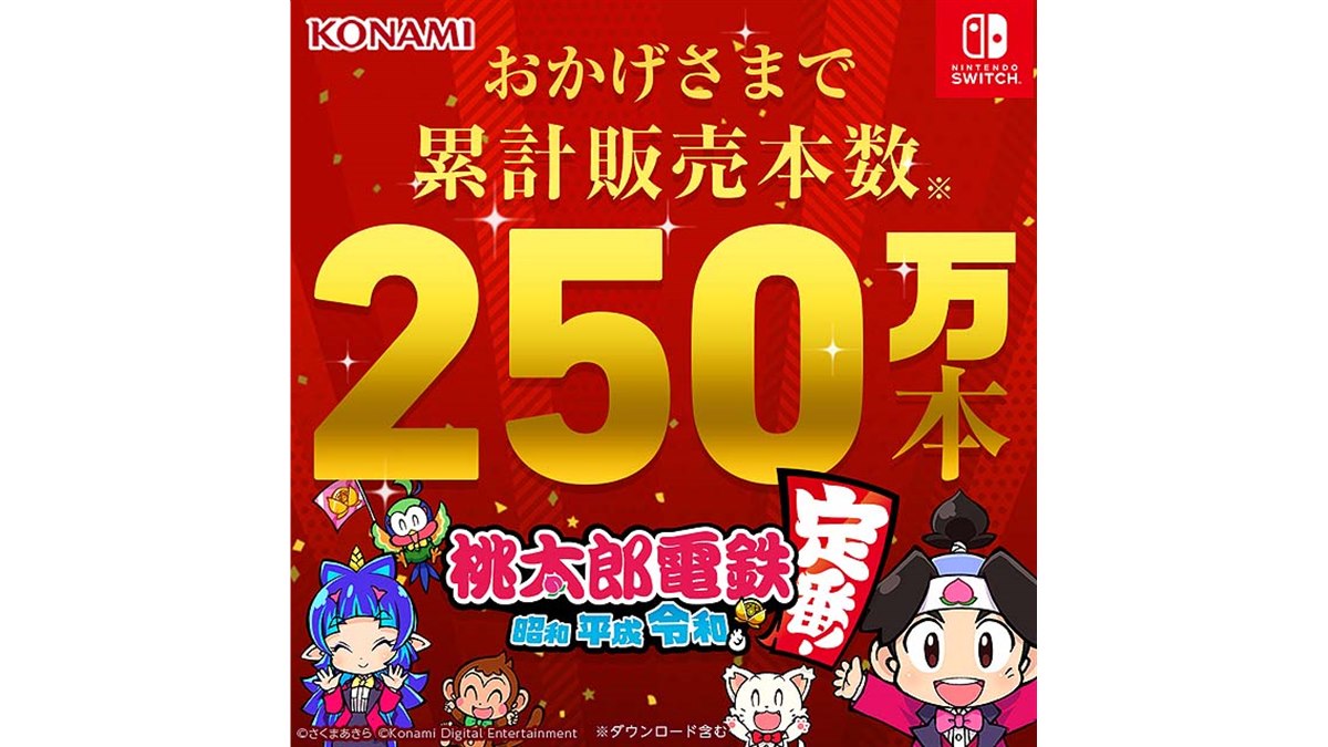 桃太郎電鉄 ～昭和 平成 令和も定番！～」発売から約2か月半で250万本