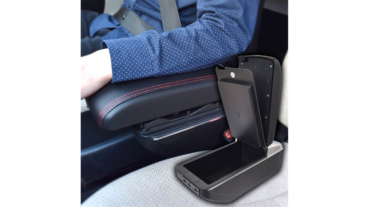 車内後付けタイプ、USBハブ搭載の「アームレストコンソール収納 
