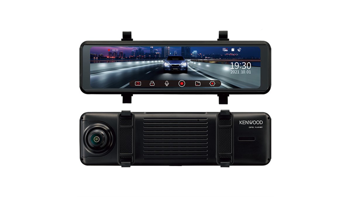 ケンウッド、 10型IPS液晶採用のデジタルルームミラー型ドラレコ「DRV