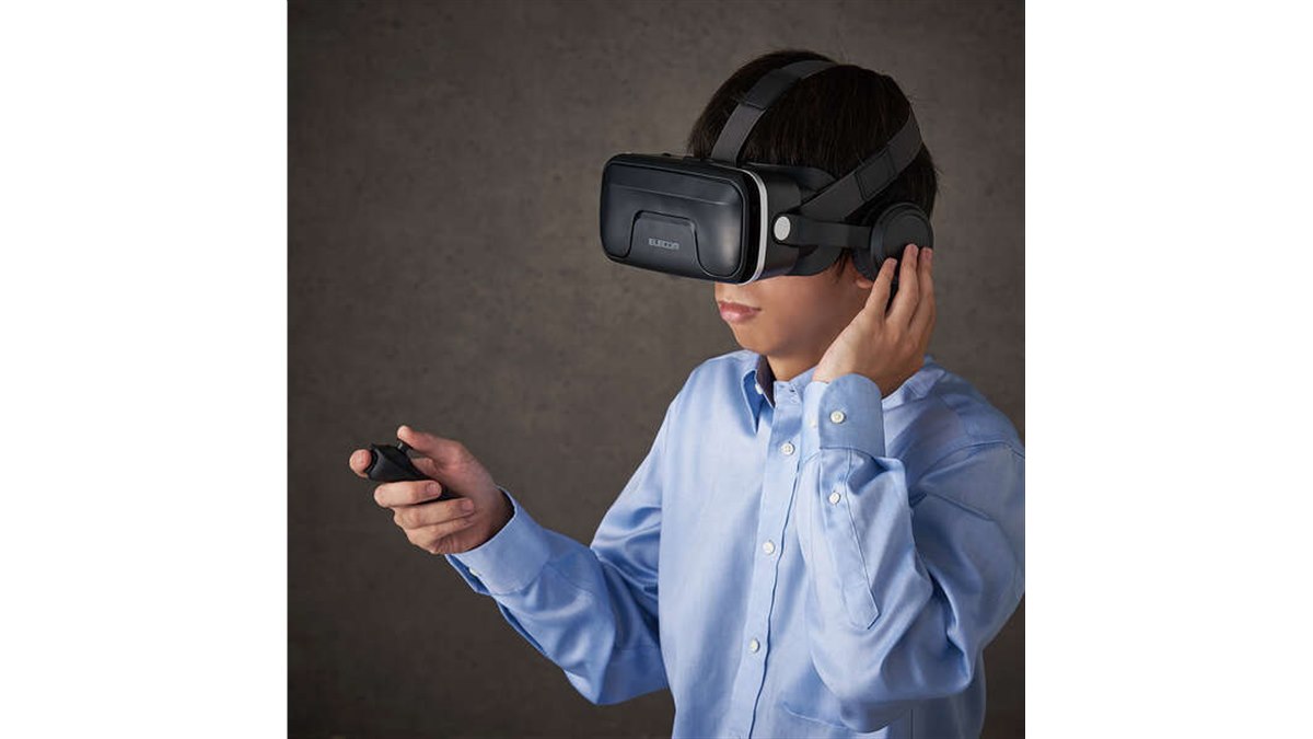  VRゴーグル一式 エレコム、4.8～7型スマホ対応VRゴーグルとVRリモコンのセット2