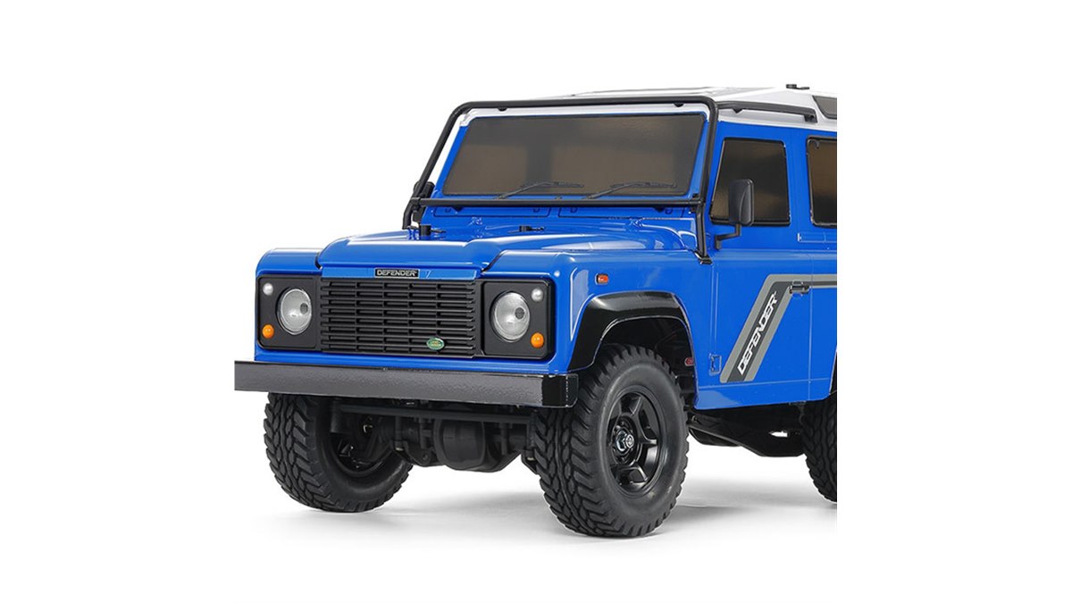 タミヤ　ランドローバーディフェンダー90 タミヤ、塗装済みライトブルーボディの「ディフェンダー90」1/10電動RC