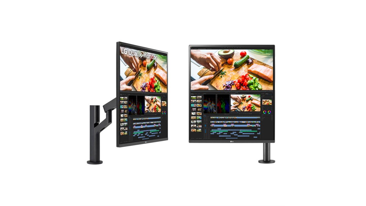LG、画面位置を自在に調整できるアームスタンド付き縦長16：18