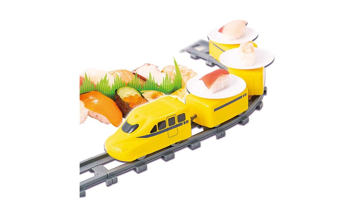 ライソン、全長234cmのレールやイエロー電車を採用した「大回転！寿司
