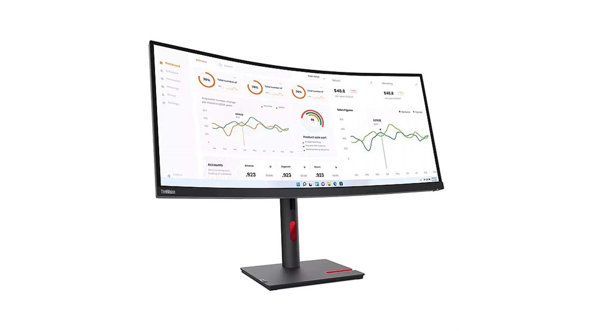 レヨン　専用画面 レノボ、3440×1440ドットの34型曲面ディスプレイ「ThinkVision T34w-30