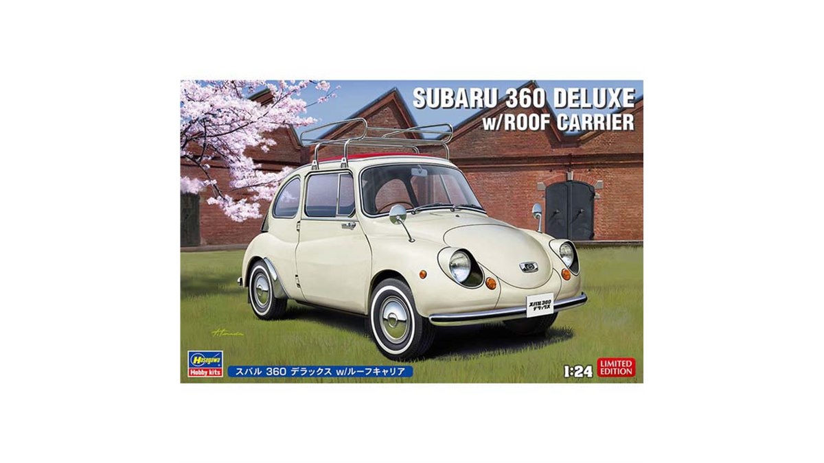 ハセガワ、1/24キット「スバル 360 デラックス w/ルーフキャリア」を