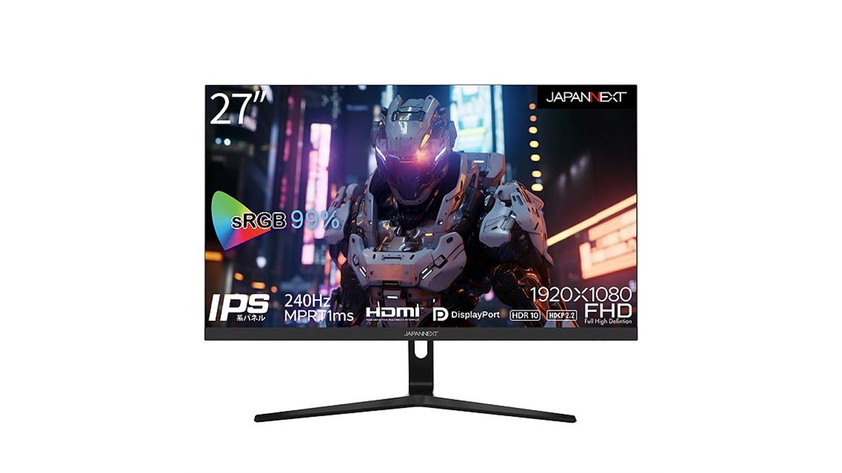 ディスプレイ・モニター本体 JAPANNEXT JN-I27FR240 240Hz JAPANNEXT 27インチ フルHD(1920x1080)解像度 240Hzリフレッシュ