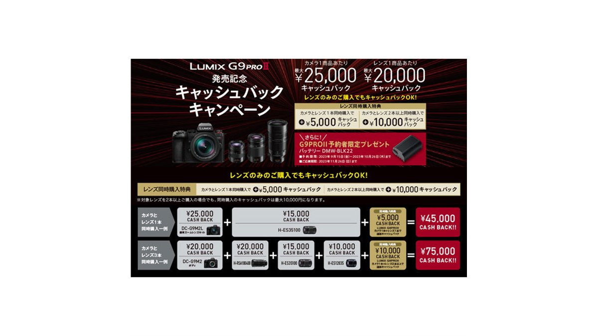 パナソニック「LUMIX G9PROII発売記念キャッシュバック