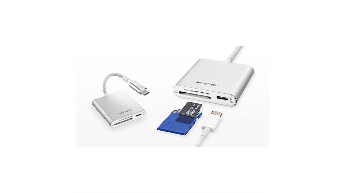 サンワ、USB Type-C接続のmicroSD/SDカードリーダー「ADR-5TCSDPW