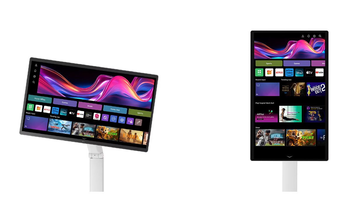 LG、Web OS搭載の31.5型4Kモニター＋フレキシブルスタンド付属の 