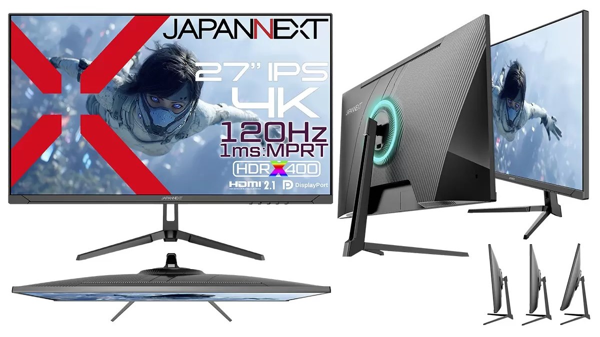JAPANNEXT、35,980円で120Hzの27型4K液晶ディスプレイ「JN