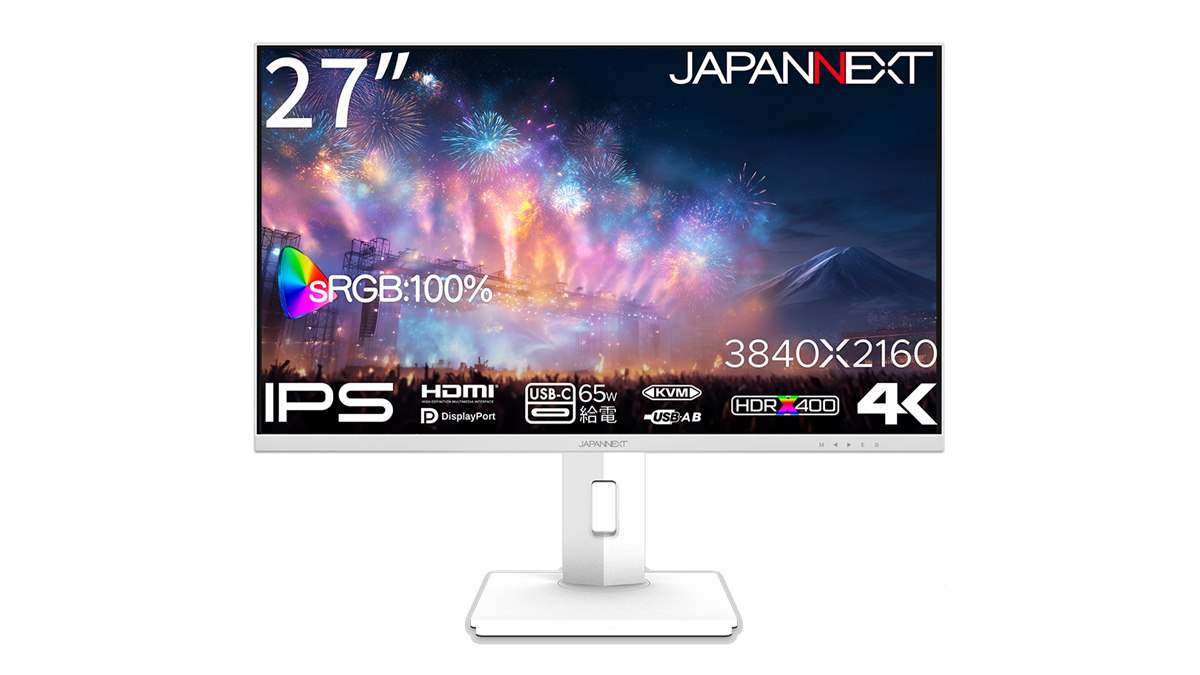 27インチ 4K IPSパネル液晶ディスプレイJAPANNEXT JAPANNEXT IPS液晶 4K(3840 x 2160)対応 27ｲﾝﾁ JN-V27UHD-IPS-D