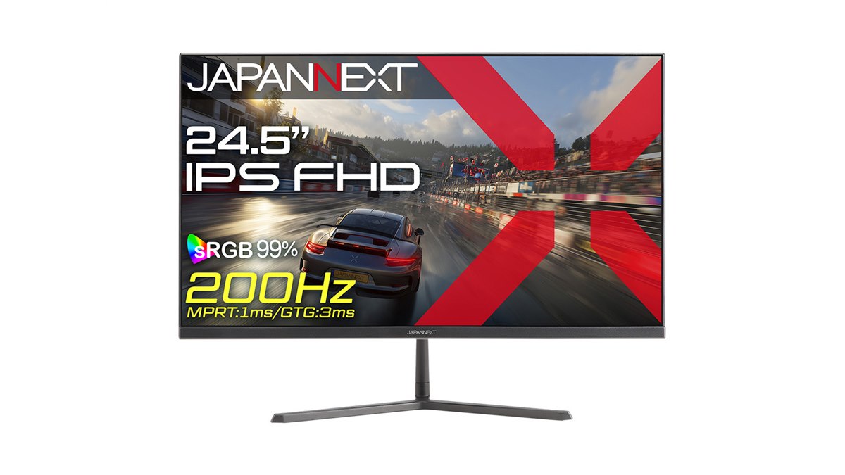 JAPANNEXT、15,780円で200Hz対応の24.5型フルHDゲーミングモニター「JN