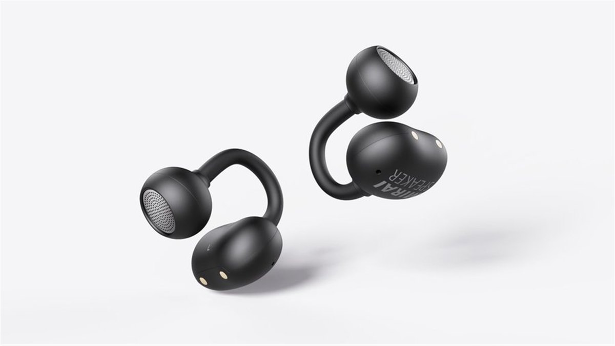 ミライスピーカー、耳をふさがないイヤカフ型集音器「ミライスピーカー