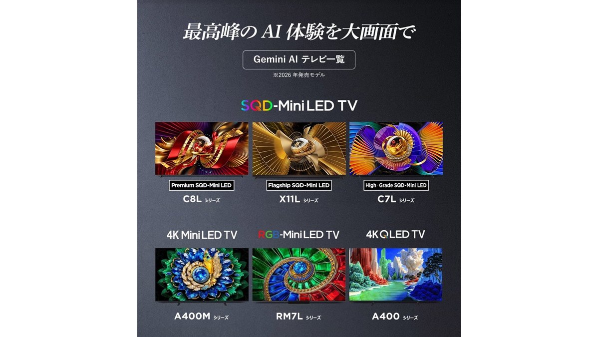 TCL、Google TV搭載テレビ2026年モデルで「Gemini for Google TV」対応