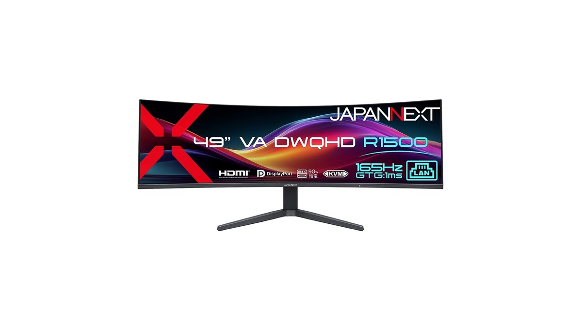 JAPANNEXT、49型の大画面湾曲ウルトラワイドゲーミングモニター「JN