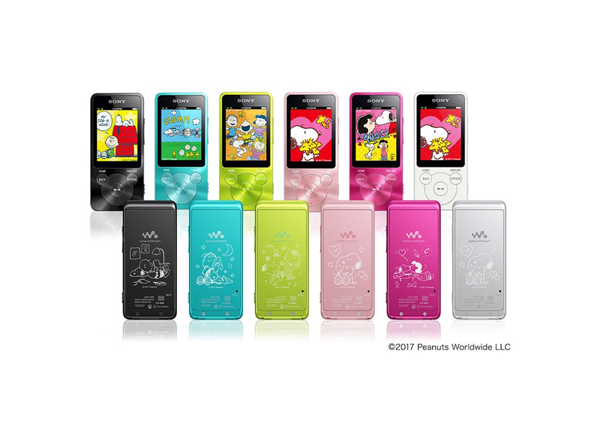 (snoopy)FOXイヤーマフ ルビーピンクとネービーブルー ソニー、5種類のスヌーピーデザインから選べる限定ウォークマン