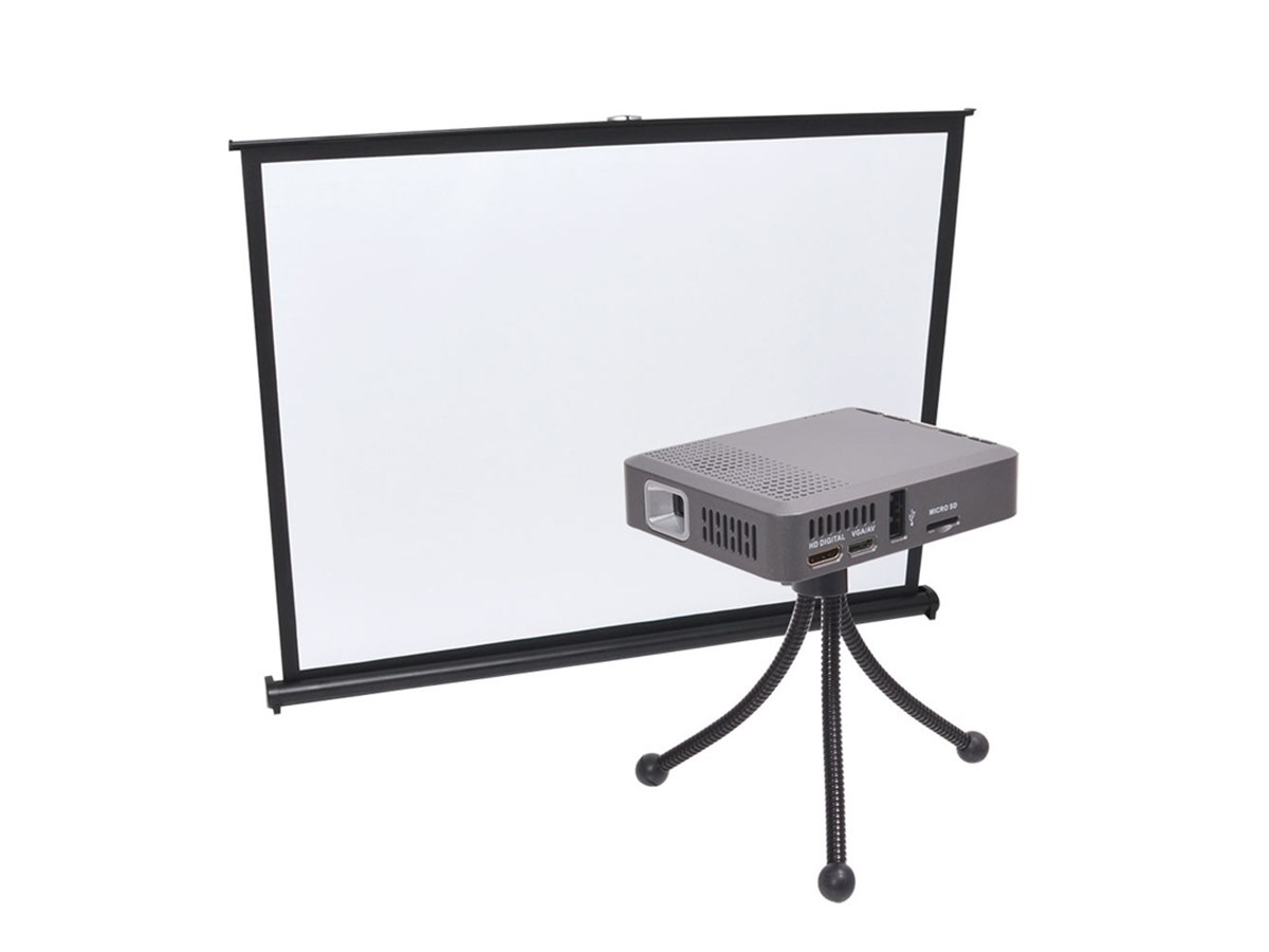 emoth プロジェクター 本体 黒 充電器、リモコン付き 充電式プロジェクター付き「どこでもシアターセット」が27,800円で発売