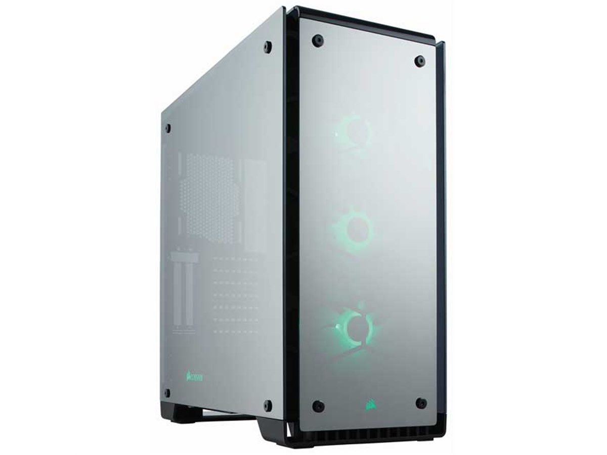 Corsair 570X ミドルPCケース 全面ガラス Corsair、鏡面仕上げで4面強化ガラスパネル搭載のミドルタワー