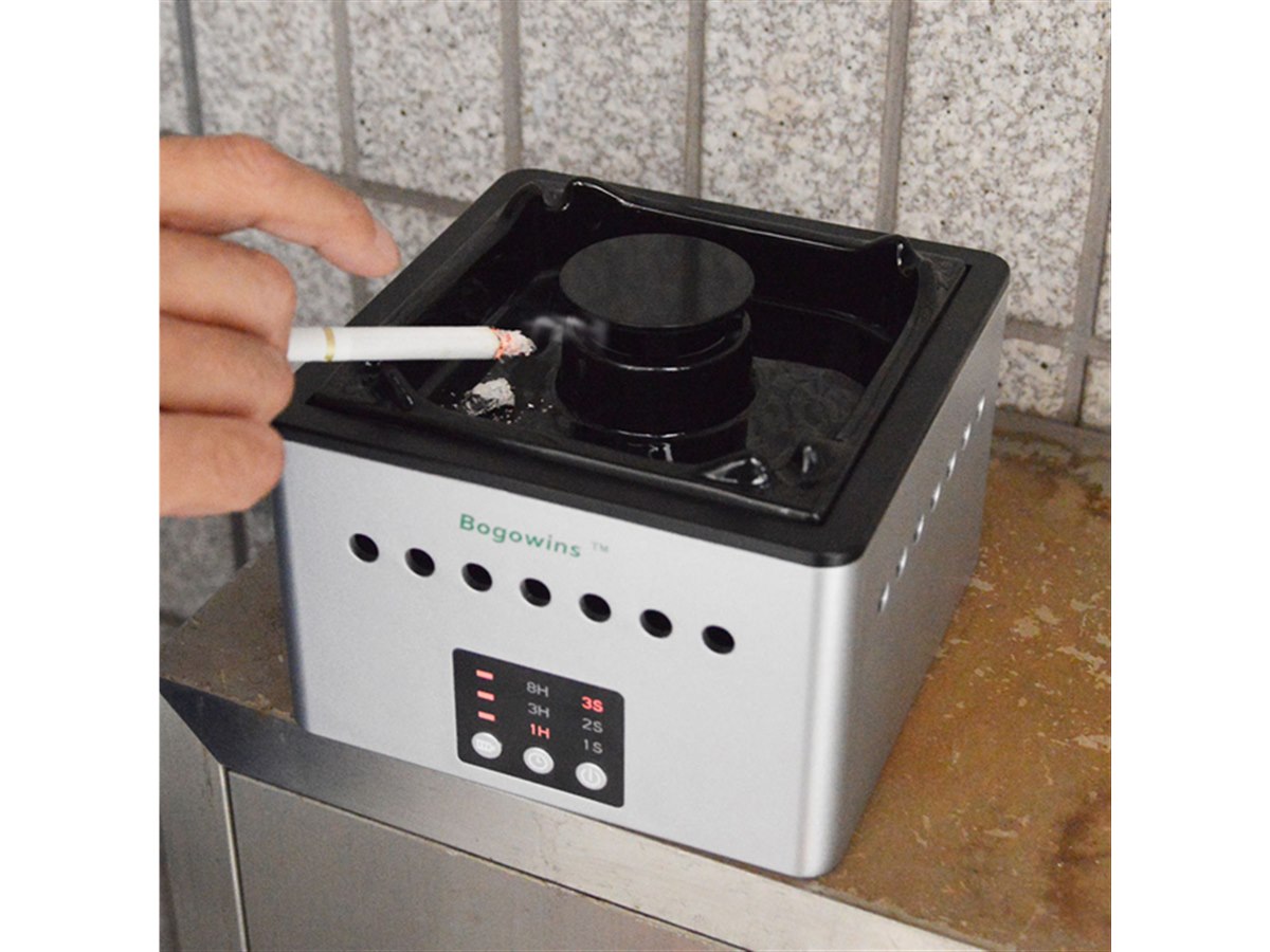 電源のない屋外で使える、充電式の“空気清浄灰皿”「ちょっと吸っトレイ