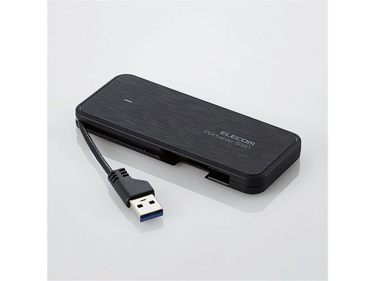 ELECOM 外付けSSD 480GB ESD-ED0408GBK エレコム、ケーブル一体型タイプのSSD「ESD-EC」に480GBモデルを追加