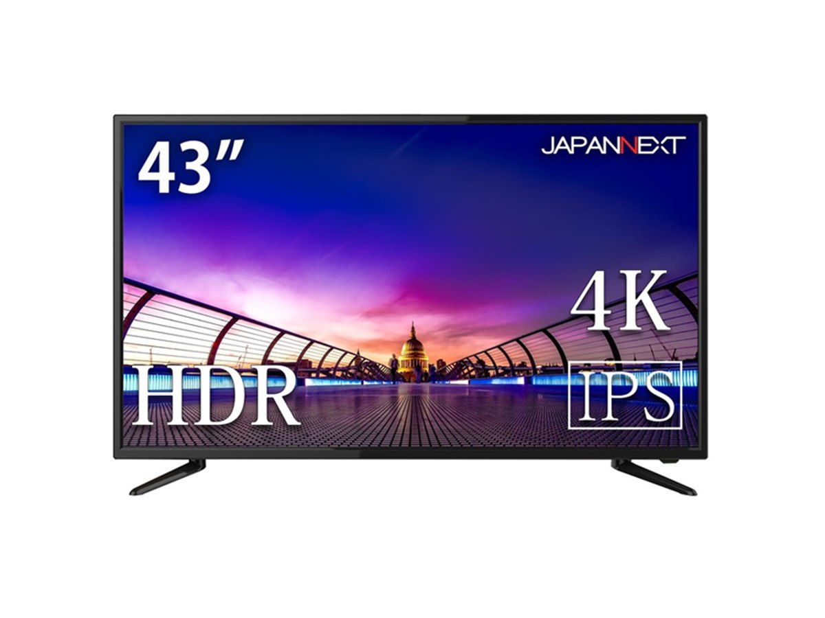 JAPANNEXT JN-IPS4300TUHDR 43型 43インチ 大型液晶ディスプレイ 4K HDR PCモニター JN-IPS4300TUHDR