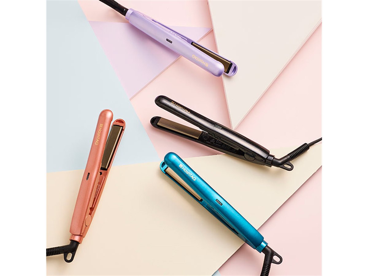 ３つまとめて売りのアイロンです ビックカメラ、“艶カラー”採用の全長17cmミニヘアアイロン「HTG-3000