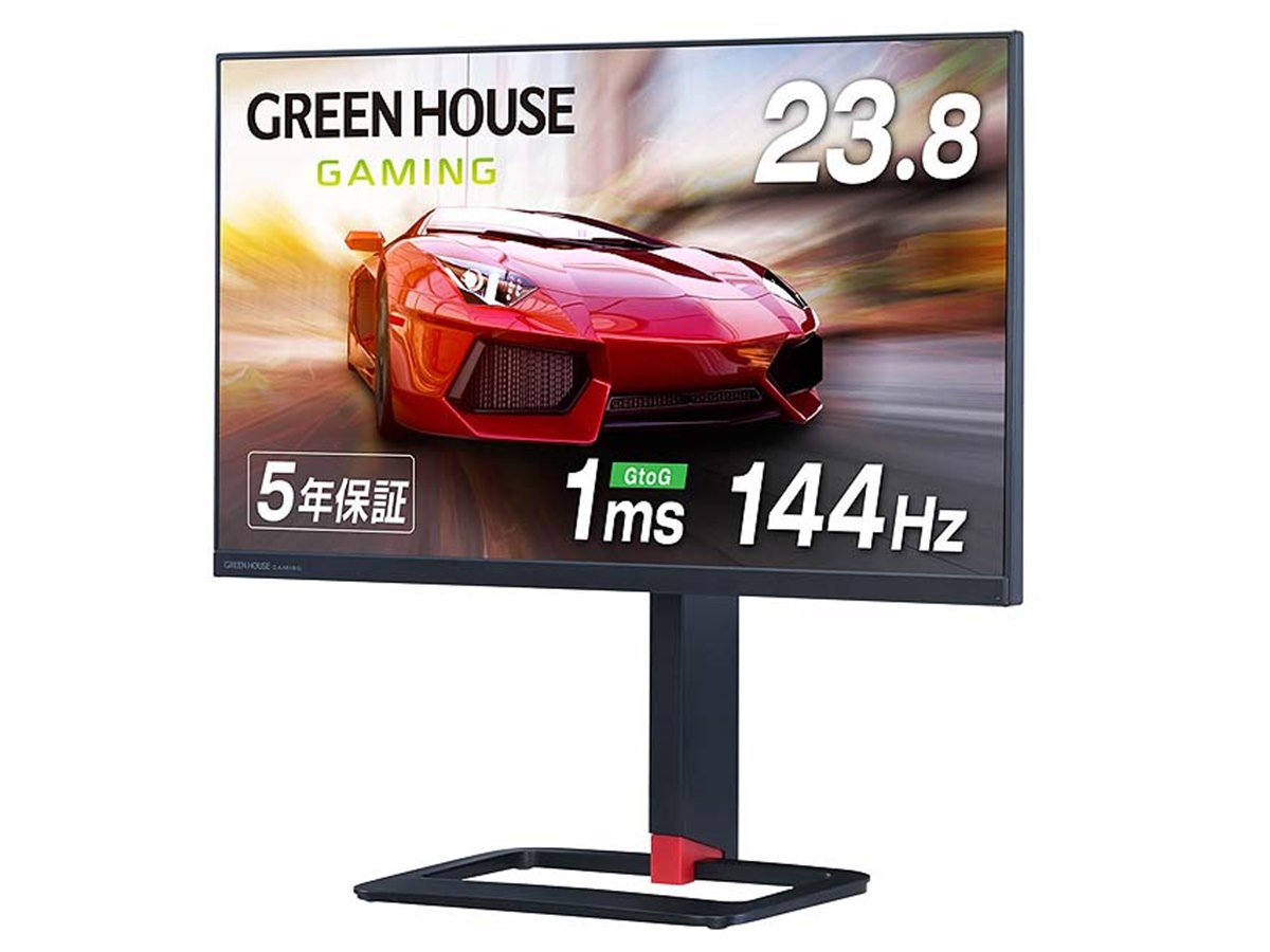 グリーンハウス、23.8型ゲーミング液晶ディスプレイ「GH-GLCC238A-BK