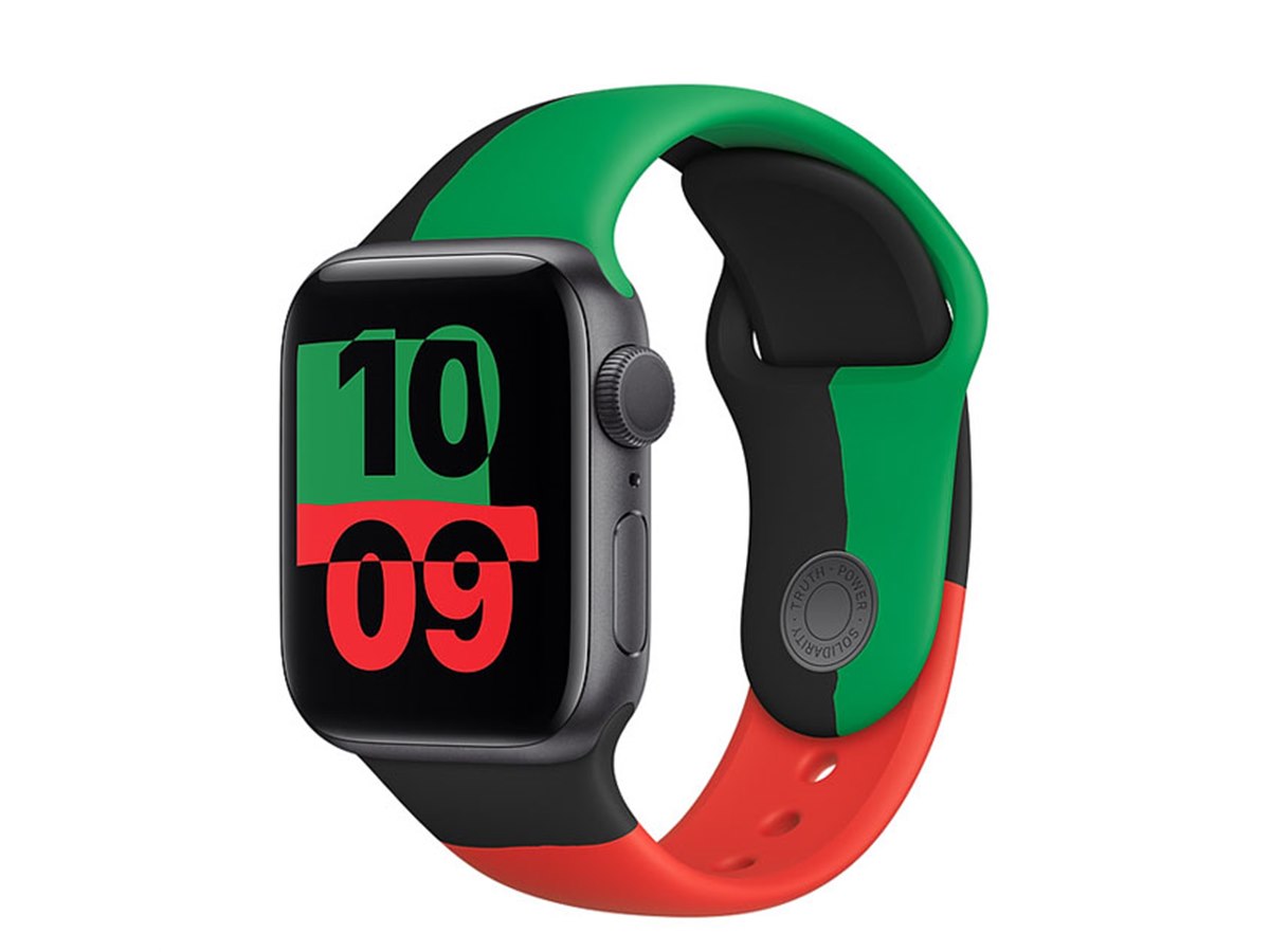 レア Apple Watch アナログ腕時計 逆回転 /黒 ブラック アップル、黒人歴史月間を記念した「Apple Watch Black Unity