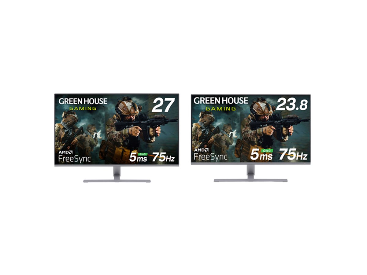グリーンハウス、リフレッシュレート最大75Hzの23.8/27型ゲーミング