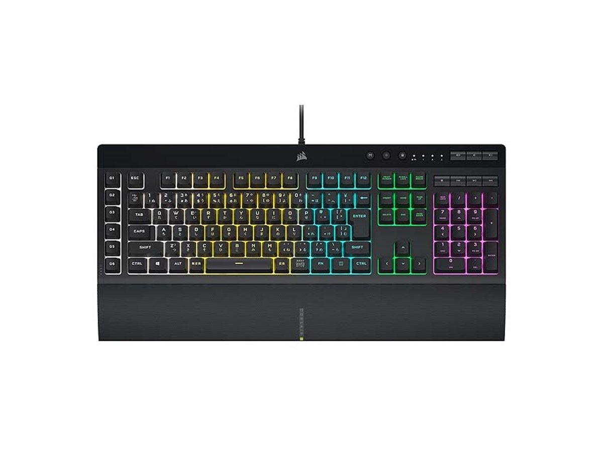 Corsair、メンブレンキーを採用したIP42防滴ゲーミングキーボード「K55