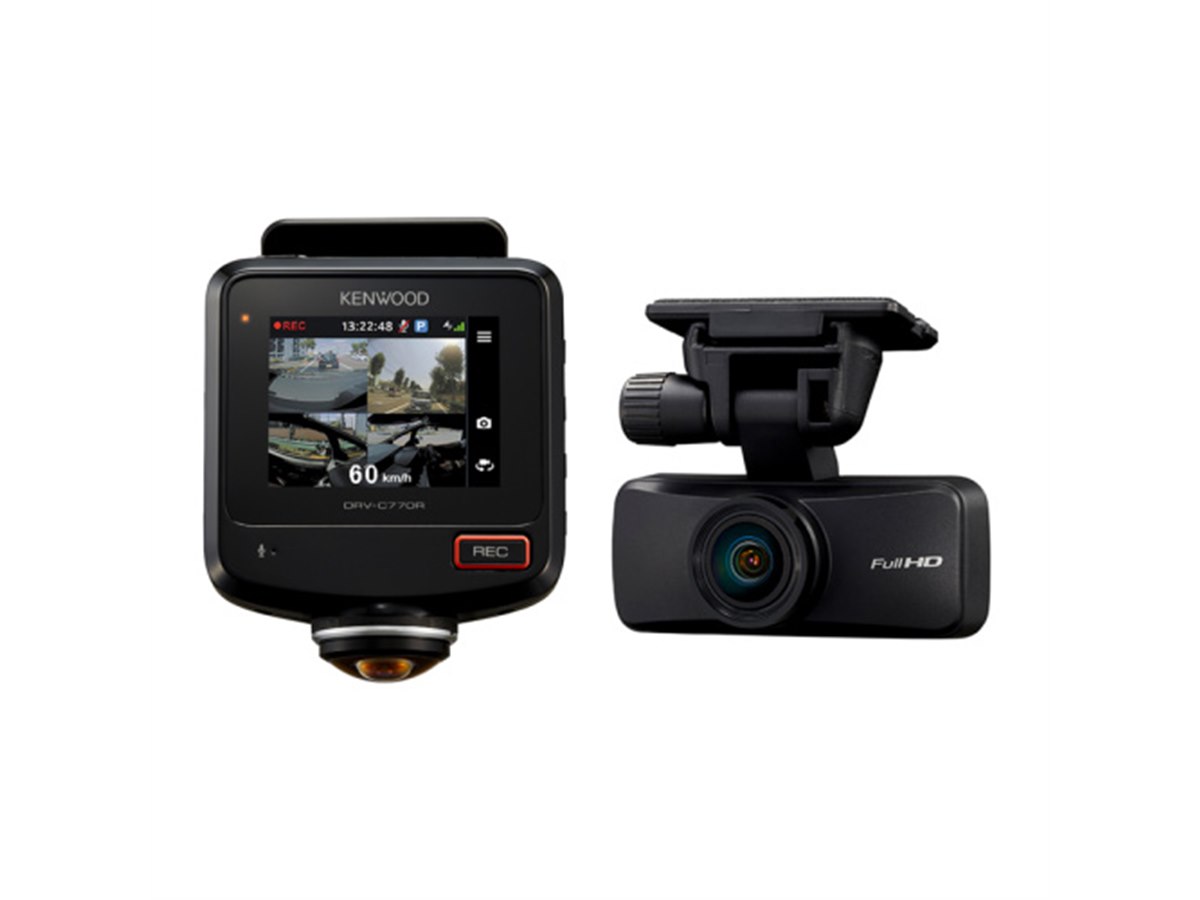 ケンウッド、360度フロントカメラを備えた2カメラドラレコ「DRV-C770R