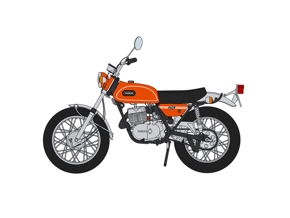 ハセガワ、マンダリンオレンジの「ヤマハ トレール DT250」1/10