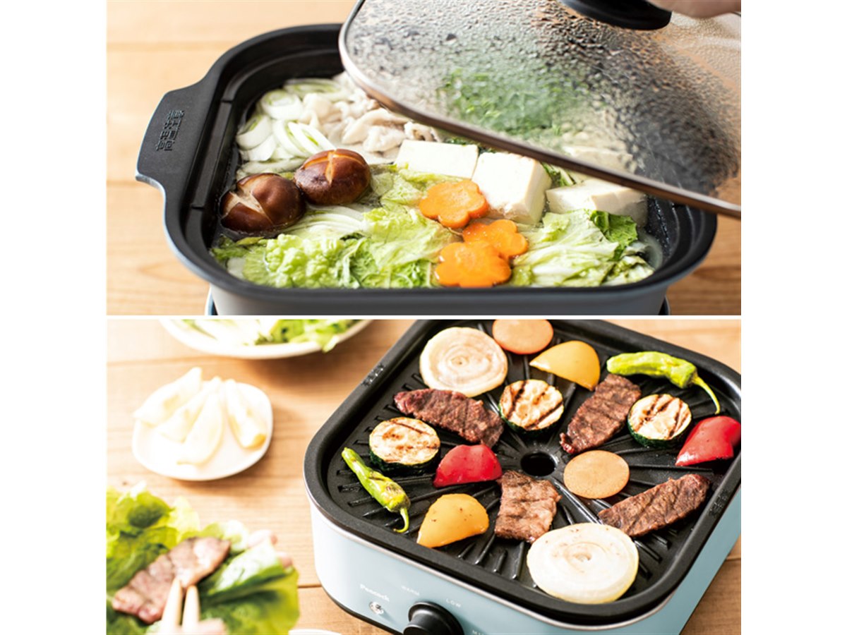 なべ＆焼き肉プレートが付属、2WAYで使えるコンパクトグリル鍋「WGV