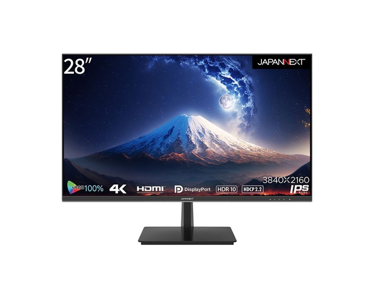 JAPANNEXT、フレームレス採用の28型4K液晶ディスプレイ「JN