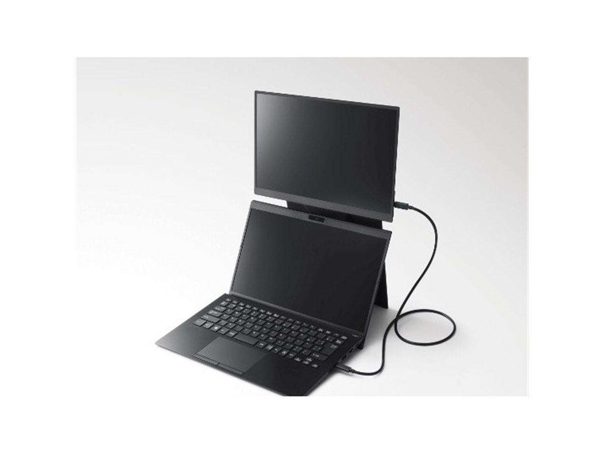 VAIO、上下2画面対応スタンド付きの14型モバイルディスプレイ