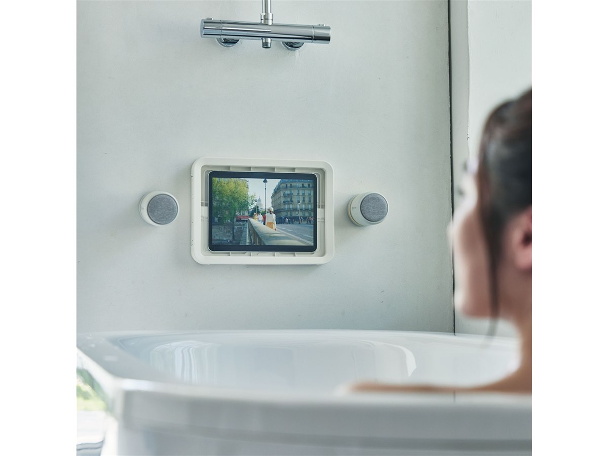 【極美品】リズム MAGSPEAKER DUO Bluetooth 防水　浴室 リズム、浴室の壁に貼り付けられる防水Bluetoothスピーカー