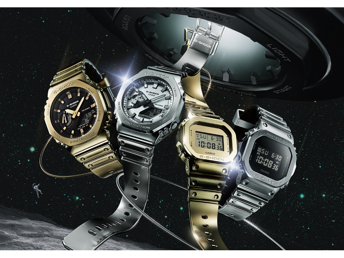 G-SHOCK」より、タフシリコーンバンド採用の「FINE METALLIC