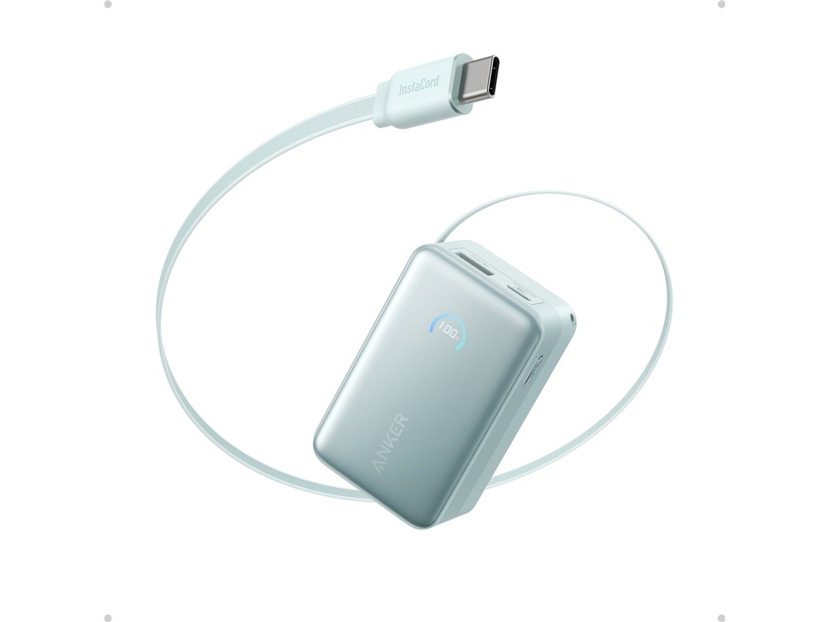 Anker Power Bank 10000mAh 内蔵USB-Cケーブル Anker、巻取り式USB-Cケーブル内蔵のモバイルバッテリー「Nano Power