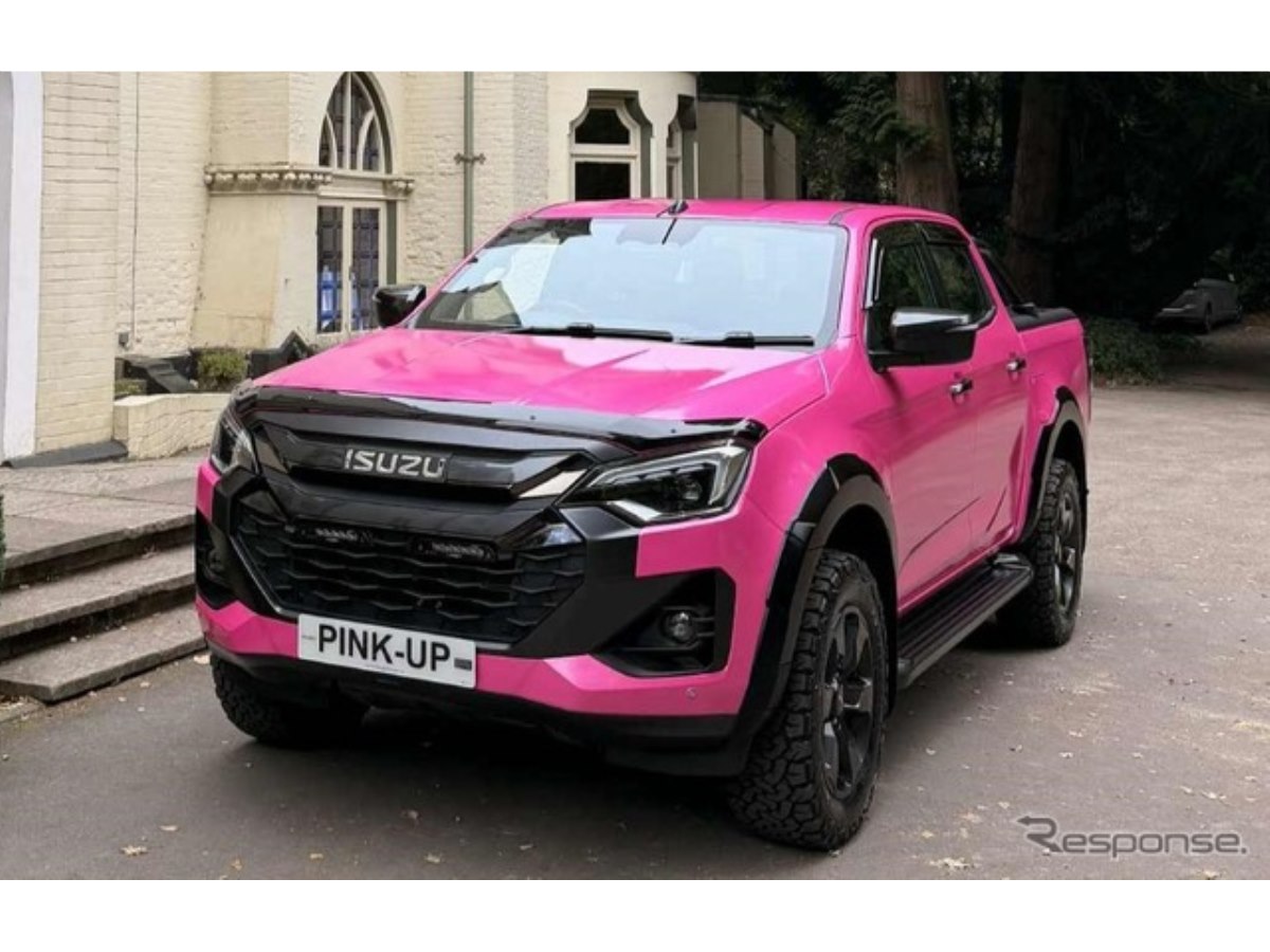 いすゞ『D-Max』、1台限りのピンク仕様が英国に登場…乳がん撲滅に向け