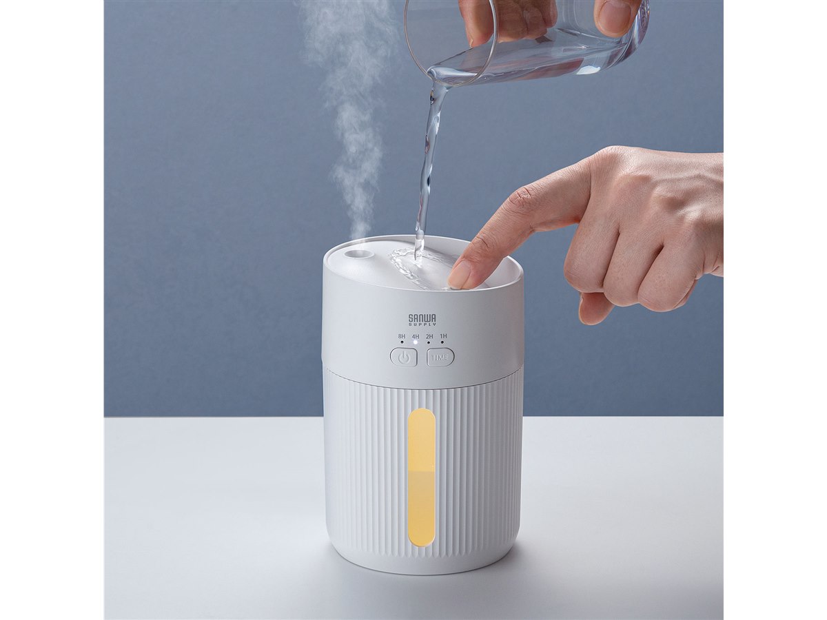 新品 加湿器 定価 49800円 サンワ、バッテリーを内蔵した超音波卓上加湿器「400-TOY051W」 - 価格.com