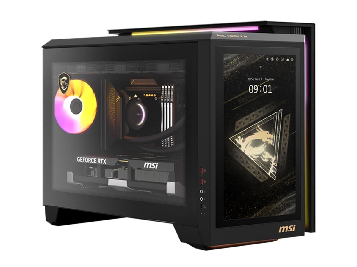 MSI、前面に13.3型タッチパネルを搭載したゲーミングPC「MEG Vision X