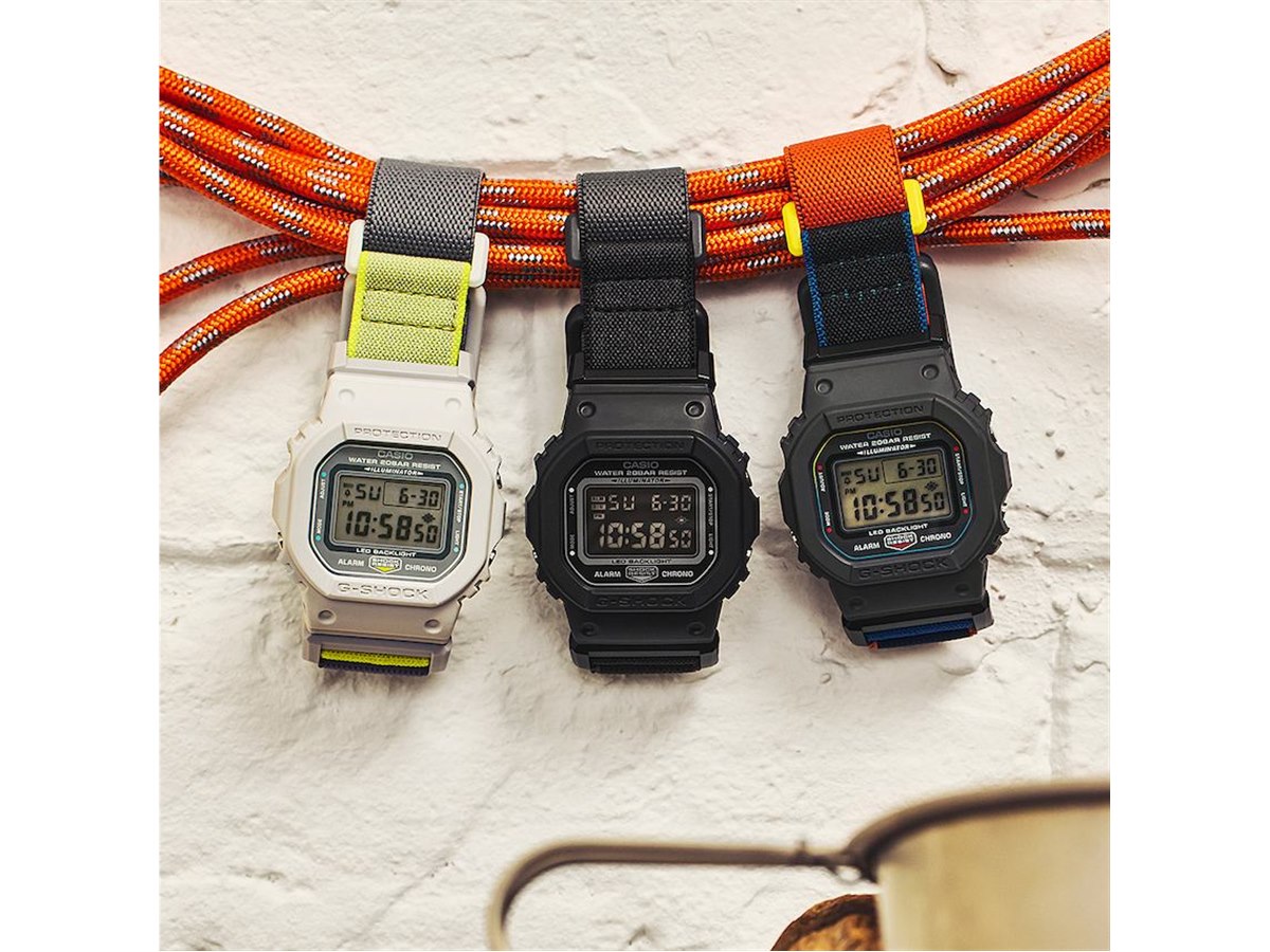 カシオ、高伸縮クロスバンドと磁石式バックルを採用したG-SHOCK「DW