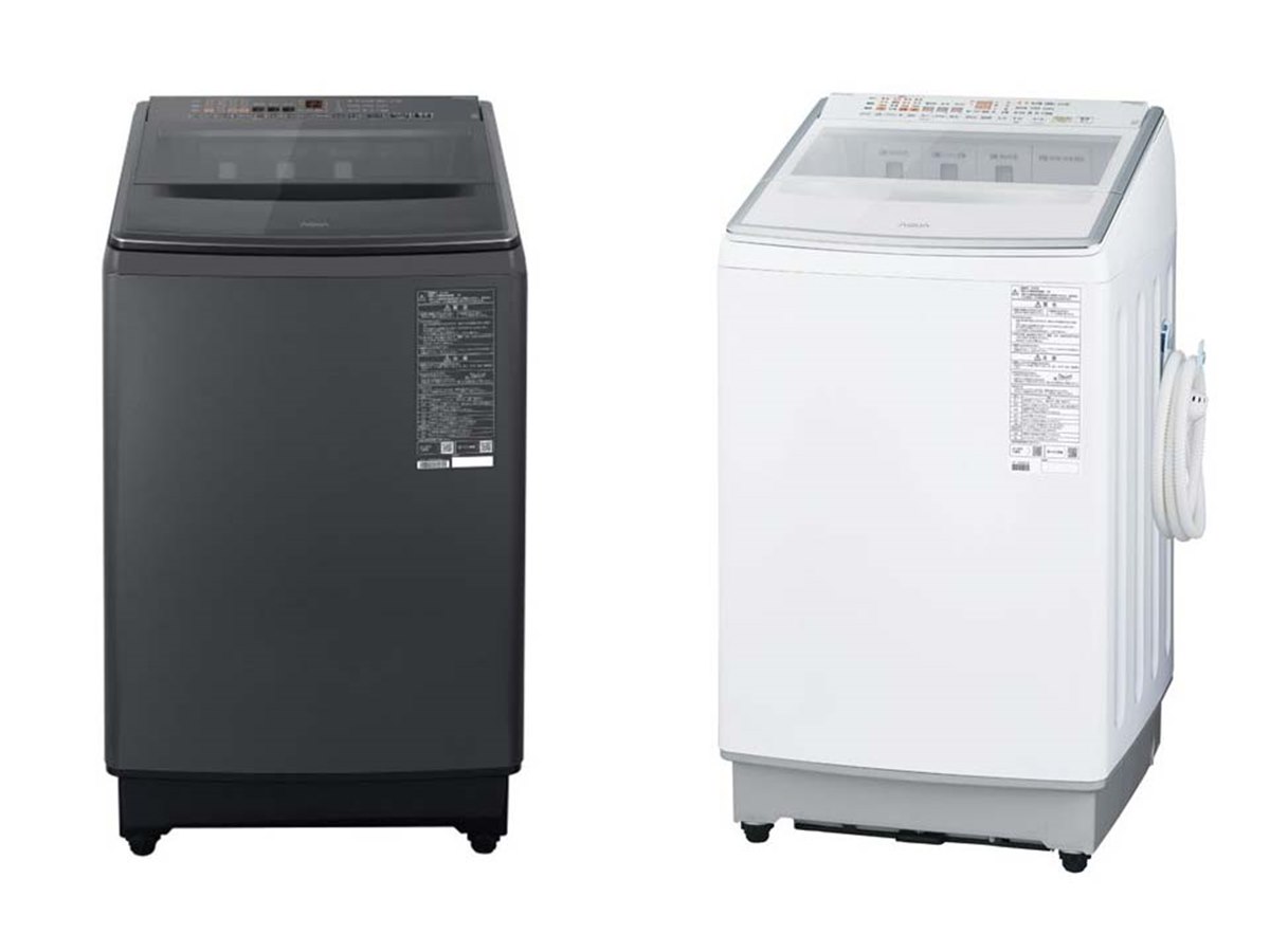 8取付無料！AQUA熱乾燥搭載！高性能スタイリッシュシルバー10kg洗濯機！ AQUA、「泡フルウォッシュ」や「つけおきコース」を搭載した全自動洗濯