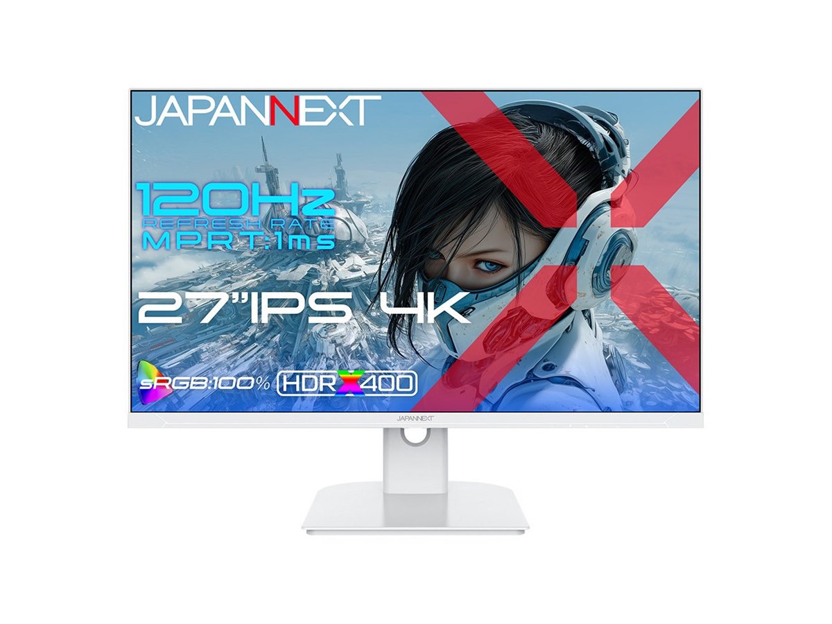 あ*あ様 【再生品・未使用】JAPANNEXT 27インチ 4K ゲーミングモニ JAPANNEXT、白で統一した120Hz対応27型4Kゲーミングモニター「JN